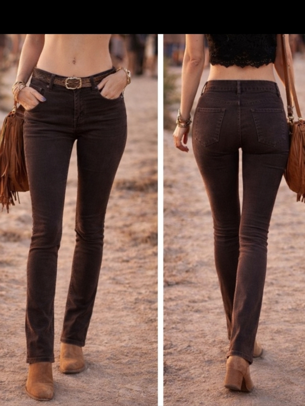 7 For All Mankind Brown Corduroy Skinny Jeans Size 28 Boho Festival Y2K Low Rise